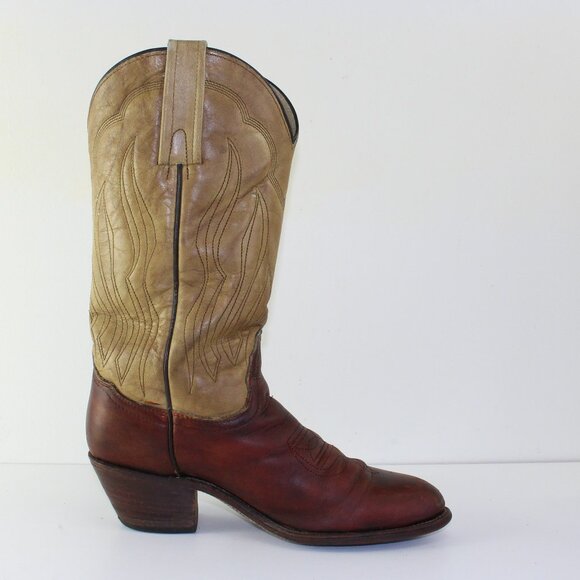 Frye Two Tone Leather Western Cowboy Boots Women (6.5 US) - Picture 6 of 11